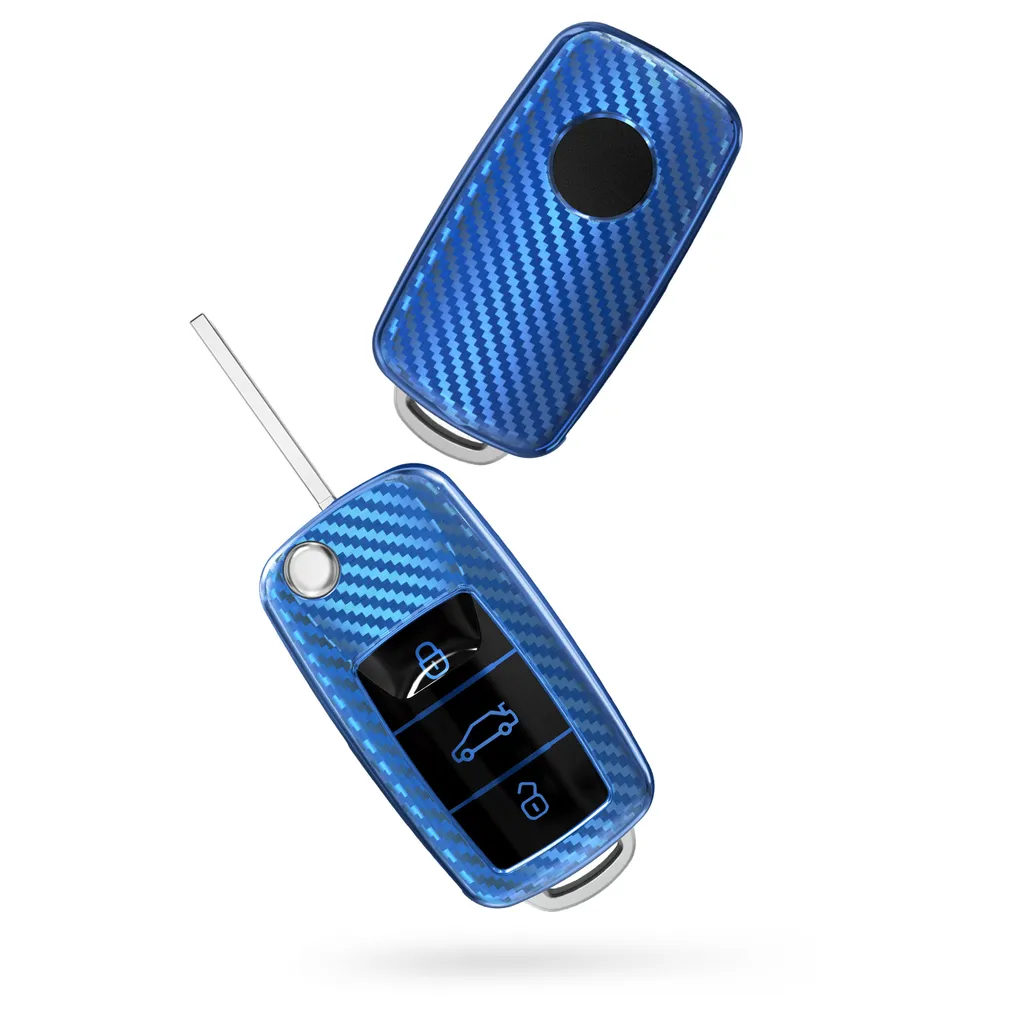 Kwmobile Autoschlüssel Hülle Kompatibel Mit VW Skoda Seat 3-Tasten Autoschlüssel - TPU Schlüsselhülle Cover Carbon Blau 5 Kwmobile Autoschlüssel Hülle Kompatibel Mit VW Skoda Seat 3-Tasten Autoschlüssel - TPU Schlüsselhülle Cover Carbon Blau – Bild 3