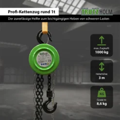 TrutzHolm® Flaschenzug Seilzug Kettenzug Hebezug Ratschenzug 1000 Kg / 1 T Tragkraft - 3000 Mm / 3 M Hubhöhe - HSZ - Rund -Duswagen Verkaufe 0d9444f9ae0b233ccbd039fca54e05cc