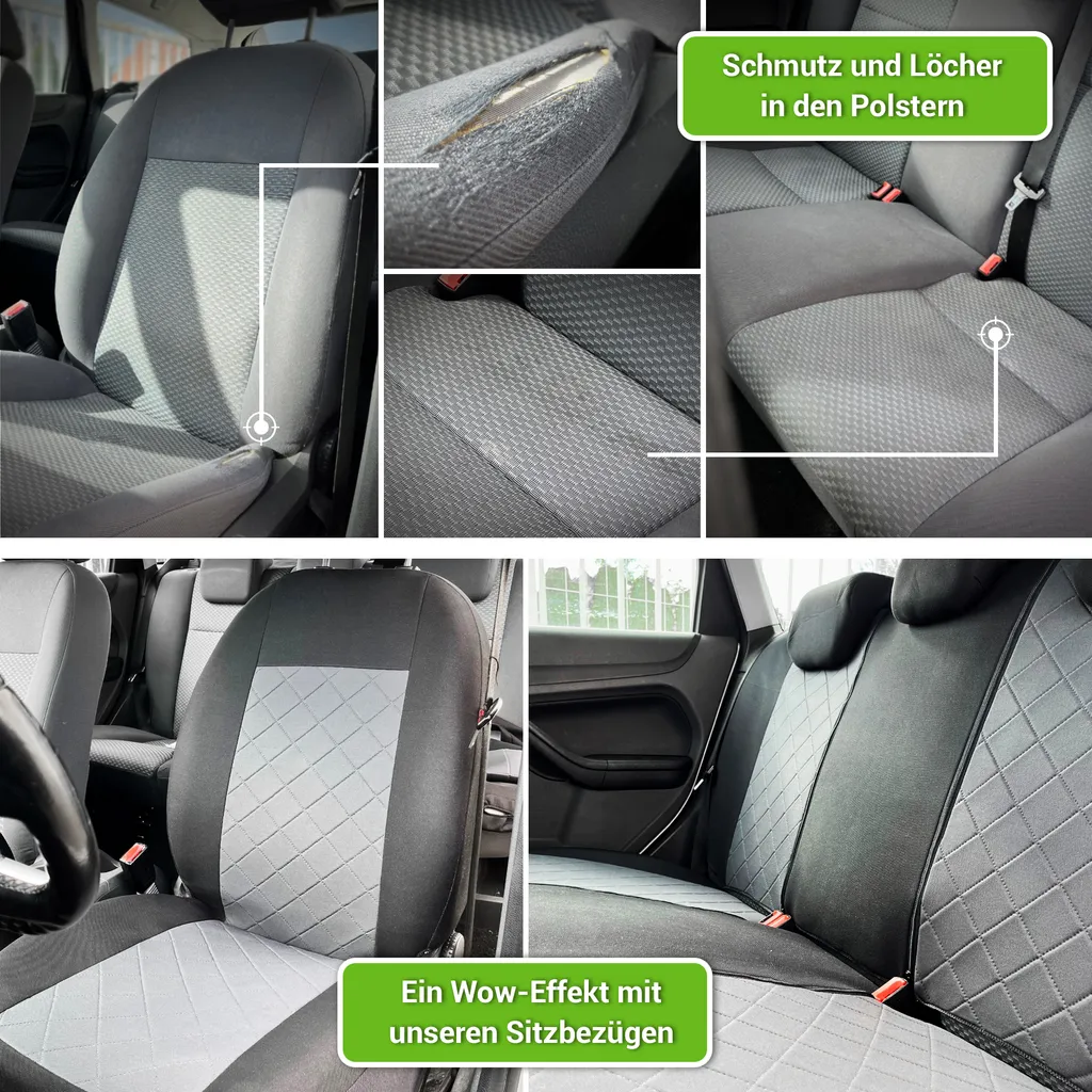Autositzbezüge 2+3 - Universal Auto Sitzauflagen Set - Dreilagig Auto Sitzbezüge Mit Reißverschluss - Schwarz Schonbezüge Auto - Craft 5 Autositzbezüge 2+3 - Universal Auto Sitzauflagen Set - Dreilagig Auto Sitzbezüge Mit Reißverschluss - Schwarz Schonbezüge Auto - Craft – Bild 3