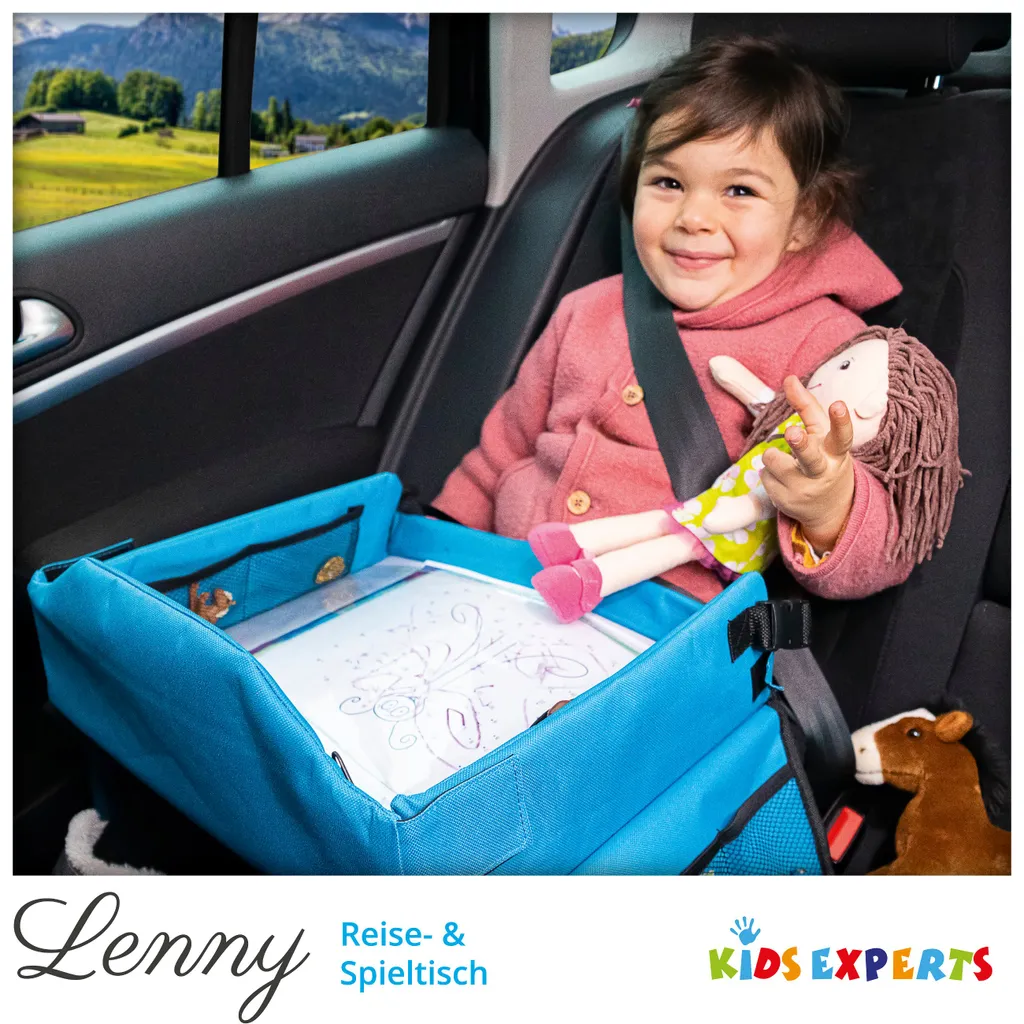 WALSER Kinder-Reisetisch-Auto, Kinder-Reise-Spieltisch, Faltbarer Auto-Kindertisch Mit Tablethalterung, Autotisch Für Kindersitz, Auto-Spieltisch Blau 4 WALSER Kinder-Reisetisch-Auto, Kinder-Reise-Spieltisch, Faltbarer Auto-Kindertisch Mit Tablethalterung, Autotisch Für Kindersitz, Auto-Spieltisch Blau – Bild 2