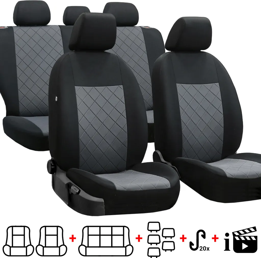 Autositzbezüge 2+3 - Universal Auto Sitzauflagen Set - Dreilagig Auto Sitzbezüge Mit Reißverschluss - Schwarz Schonbezüge Auto - Craft 3 Autositzbezüge 2+3 - Universal Auto Sitzauflagen Set - Dreilagig Auto Sitzbezüge Mit Reißverschluss - Schwarz Schonbezüge Auto - Craft