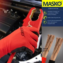 MASKO® Starthilfekabel Überbrückungskabel Für Benzin- Und Dieselmotoren, 6/12/24 Volt. Auto Motorrad Starterkabel Aus Kupfer Inkl. Handschuhe Und Tragetasche (25mm² 1200A / 30mm² 1500A), Größe:6m / 1500amp -Duswagen Verkaufe 21cc7cdc123a9fa59c182f13d6d23cb5