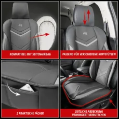 WALSER Sitzauflage Auto Rey, Sitzschoner Auto Schwarz/grau, Universal Auto Sitzauflagen, Autositzauflage Vordersitze, Sitzbezug Auto Vordersitze, Sitzkissen Auto Sportlook, Sitzbezüge Auto Für PKW/LKW -Duswagen Verkaufe 28ebdda9b8f8316ddb27eceb85b67eb7