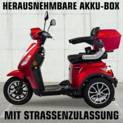 Rolektro E-Trike 25 V.3 Rot - 25 Km/h - Lithium-Akku 60V-30AH - 1000W - Reichweite 70 Km - LED Licht -Duswagen Verkaufe 2910fbfc0efab49522dd8ff2e12fc6b8