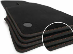 Fußmatten Renault Clio 5 Velours Automatten Original Qualität (Ziernaht Rot) 4-teilig Schwarz