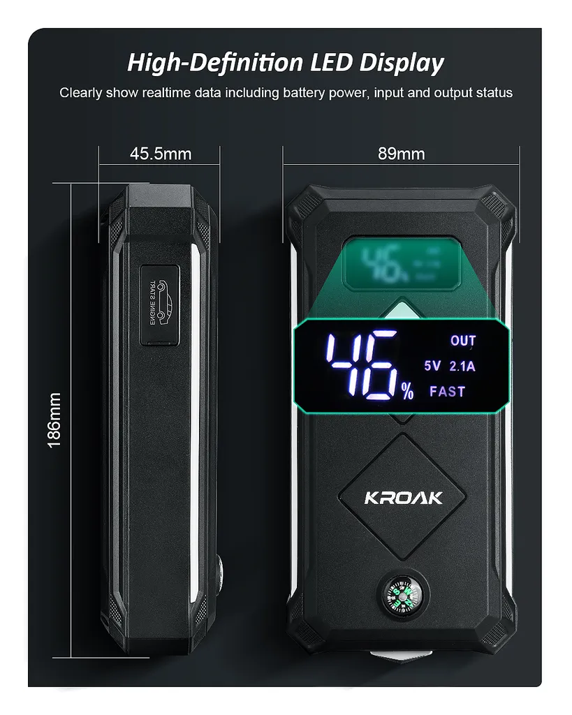 Starthilfe Powerbank 2400A 24000mAh 12V (Alle Benzin 8,0 Oder 6,0 L Diesel) LCD Auto Starthilfe Supersafe Tragbare Auto Batterie Upgrade Booster Und Intelligentes Starthilfekabel, Multifunktional 12 Starthilfe Powerbank 2400A 24000mAh 12V (Alle Benzin 8,0 Oder 6,0 L Diesel) LCD Auto Starthilfe Supersafe Tragbare Auto Batterie Upgrade Booster Und Intelligentes Starthilfekabel, Multifunktional – Bild 10