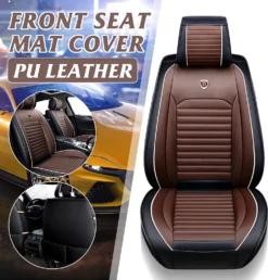 AUDEW Vorne Sitzbezüge Sitzkissen Autositzes Kunstleder Universal Farbe: Braun DE