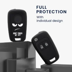 Kwmobile Autoschlüssel Hülle Kompatibel Mit Opel Chevrolet 2-Tasten Klapp Autoschlüssel - Schlüsselhülle Don't Touch My Key Weiß Schwarz -Duswagen Verkaufe 3d9e4206435190d521f4cd83061dde82