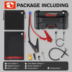 Auto-Starthilfe Mit Luftkompressor 1500A 18000mAh 12V Autobatterie-Booster Für Bis Zu 7L Gas Oder 4,5L Diesel, 150 PSI Reifenfüller Mit Digitalem Bildschirm｜Lokithor JA300 -Duswagen Verkaufe 441cea8463c5d2183276317ff9c72561
