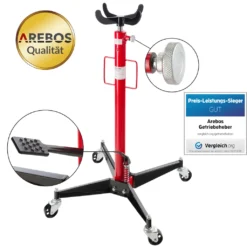 AREBOS Getriebeheber, 500 Kg Motorheber, Arbeitshöhe 105-185 Cm, 4 Lenkrollen, Inkl. Fußpedal, Stufenlos Regulierbar, Hydraulisch, Rot/schwarz -Duswagen Verkaufe 4457b3d9eec21e9c1f88afa888aa3c57