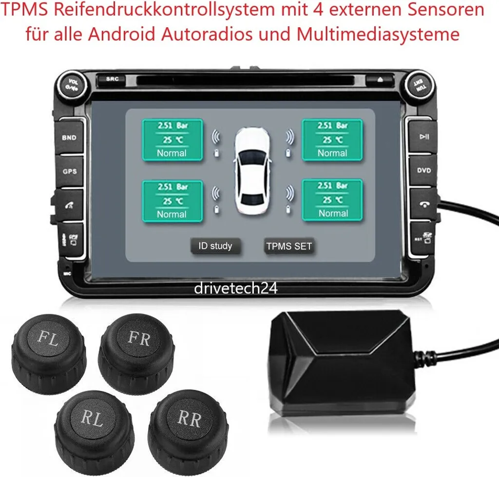 TPMS Reifendruckkontrollsystem Für Android Autoradio Mit 4 Externen Sensoren 3 TPMS Reifendruckkontrollsystem Für Android Autoradio Mit 4 Externen Sensoren