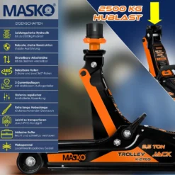 MASKO® Wagenheber Hydraulisch Flache Hubhöhe + 2x Gummiauflage + Handschuhe KFZ Rangierwagenheber Hydraulischer 360° Rollen Heber Unterstellbock, Größe:2.5 Tonnen - Orange -Duswagen Verkaufe 4a39393db81d2d12a799393bd8c234be