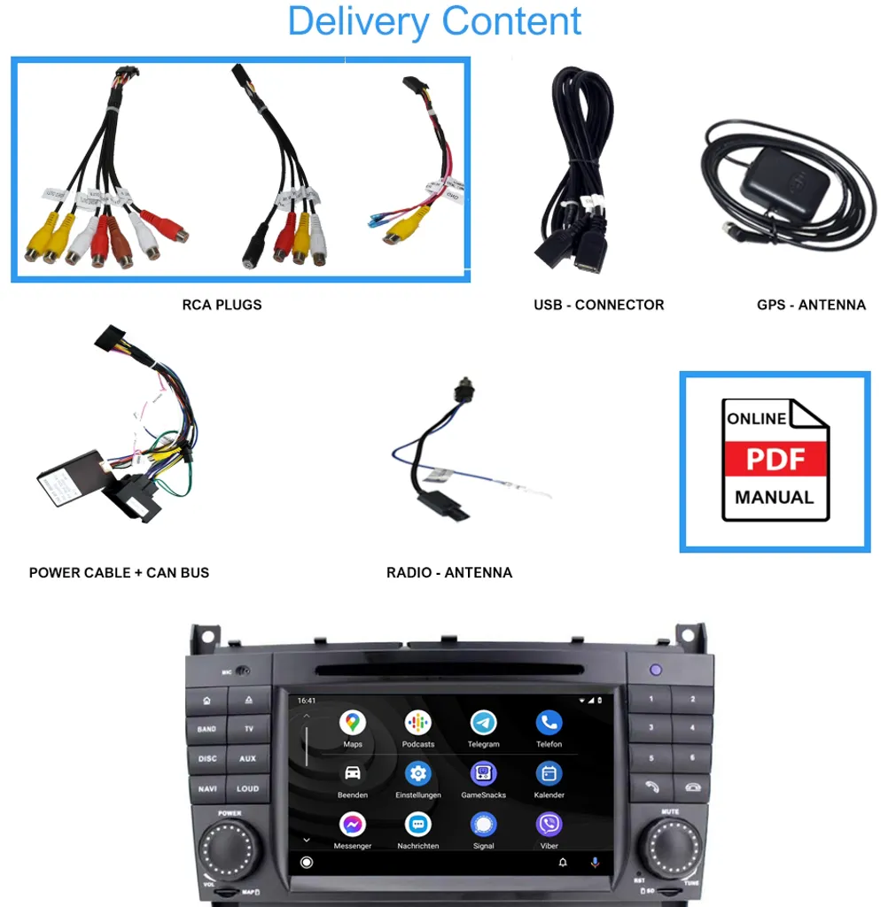 Für Mercedes Benz W463 W203 7" Touchscreen Android Autoradio GPS Navi CarPlay 11 Für Mercedes Benz W463 W203 7" Touchscreen Android Autoradio GPS Navi CarPlay – Bild 9