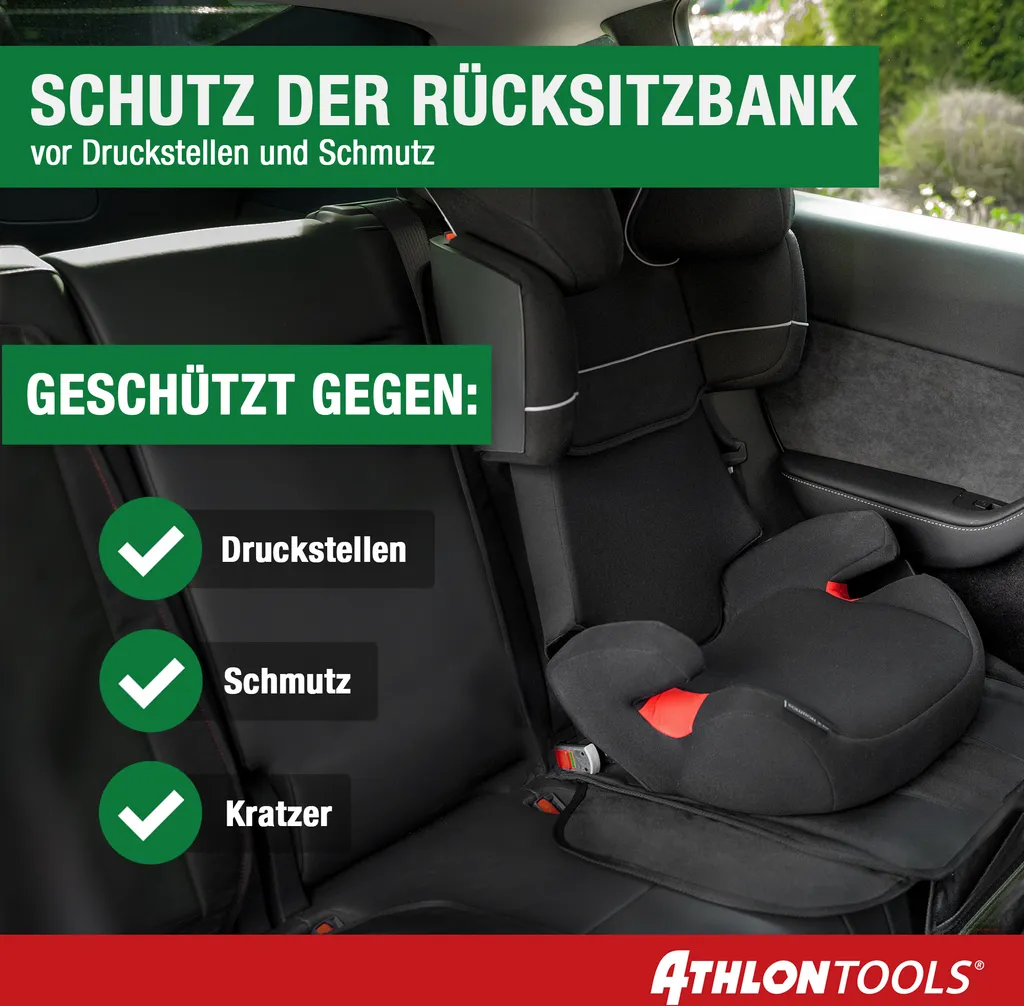 ATHLON TOOLS Kindersitz-Unterlage Mit Seitenschutz - Optimale Passform - Isofix Kompatibel - Dick Gepolstert - Für Kindersitze, Babyschalen Und Sitzerhöhungen - Patentiertes Design Aus Hamburg 4 ATHLON TOOLS Kindersitz-Unterlage Mit Seitenschutz - Optimale Passform - Isofix Kompatibel - Dick Gepolstert - Für Kindersitze, Babyschalen Und Sitzerhöhungen - Patentiertes Design Aus Hamburg – Bild 2