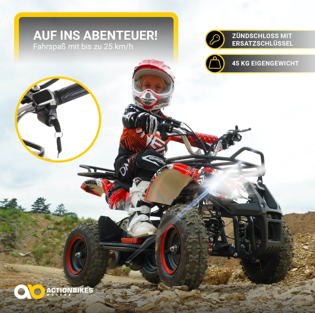 Elektro Quad Miniquad Kinder Atv Torino 1000Watt Pocketquad Racer Kid Pocketbike (Schwarz) 10 Elektro Quad Miniquad Kinder Atv Torino 1000Watt Pocketquad Racer Kid Pocketbike (Schwarz) – Bild 8