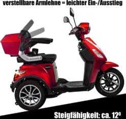 Rolektro E-Trike 25 V.3 Rot - 25 Km/h - Lithium-Akku 60V-30AH - 1000W - Reichweite 70 Km - LED Licht -Duswagen Verkaufe 64d8abca3ade758eb0ff6d4fe69666d6