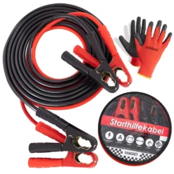 MASKO® Starthilfekabel Überbrückungskabel Für Benzin- Und Dieselmotoren, 6/12/24 Volt. Auto Motorrad Starterkabel Aus Kupfer Inkl. Handschuhe Und Tragetasche (25mm² 1200A / 30mm² 1500A), Größe:6m / 1500amp