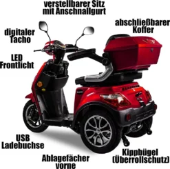 Rolektro E-Trike 25 V.3 Rot - 25 Km/h - Lithium-Akku 60V-30AH - 1000W - Reichweite 70 Km - LED Licht -Duswagen Verkaufe 6982cf8d40b1960fcd4b5866cd324bbc
