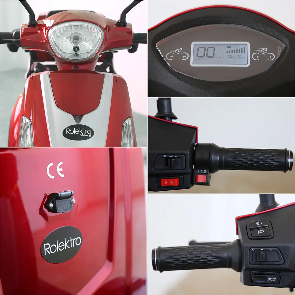 Rolektro E-Trike 25 V.2, Rot, 1000W 8 Rolektro E-Trike 25 V.2, Rot, 1000W – Bild 6