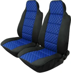 2x Sitzauflage Auto Sitzkissen Sitzmatten Satz Rückenkissen PKW Hochwertig Blau Kunstleder + Stoff Für