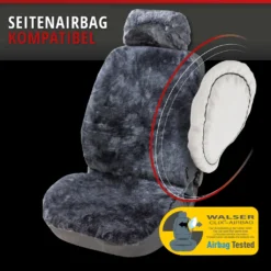 WALSER Auto-Sitzbezug Lammfell Iva, Lammfellbezug Mit Reißverschluss, ZIPP-IT Autoschonbezug Lammfell, PKW-Sitzbezug Lammfell Anthrazit -Duswagen Verkaufe 7962581485969969877da6d1ec8aba7d