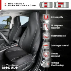 WALSER Auto-Sitzbezug Modulo, 2 Vordersitzbezüge, Universal Auto-Schonbezüge Für Highbacksitze, Universal PKW-Sitzbezüge, Sitzschoner-Auto Schwarz -Duswagen Verkaufe 79be0605ad2b3d0babe68b2ab130f411