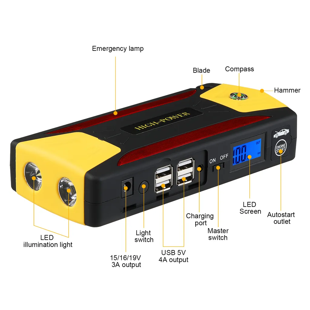 82800 MAh 12V Auto Starthilfe Starter Notstrom Bank Ladegerät Batterie Booster Mit LED-Taschenlampe 9 82800 MAh 12V Auto Starthilfe Starter Notstrom Bank Ladegerät Batterie Booster Mit LED-Taschenlampe – Bild 7