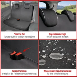 WALSER Auto-Sitzbezug Doppelbankbezug Modulo, Universal Auto-Schonbezug Für Normalsitze, Sitzschoner-Auto Mit Kopfstützenbezügen Schwarz -Duswagen Verkaufe 983fcd45d0c30180f6ff8fb7b8067cae