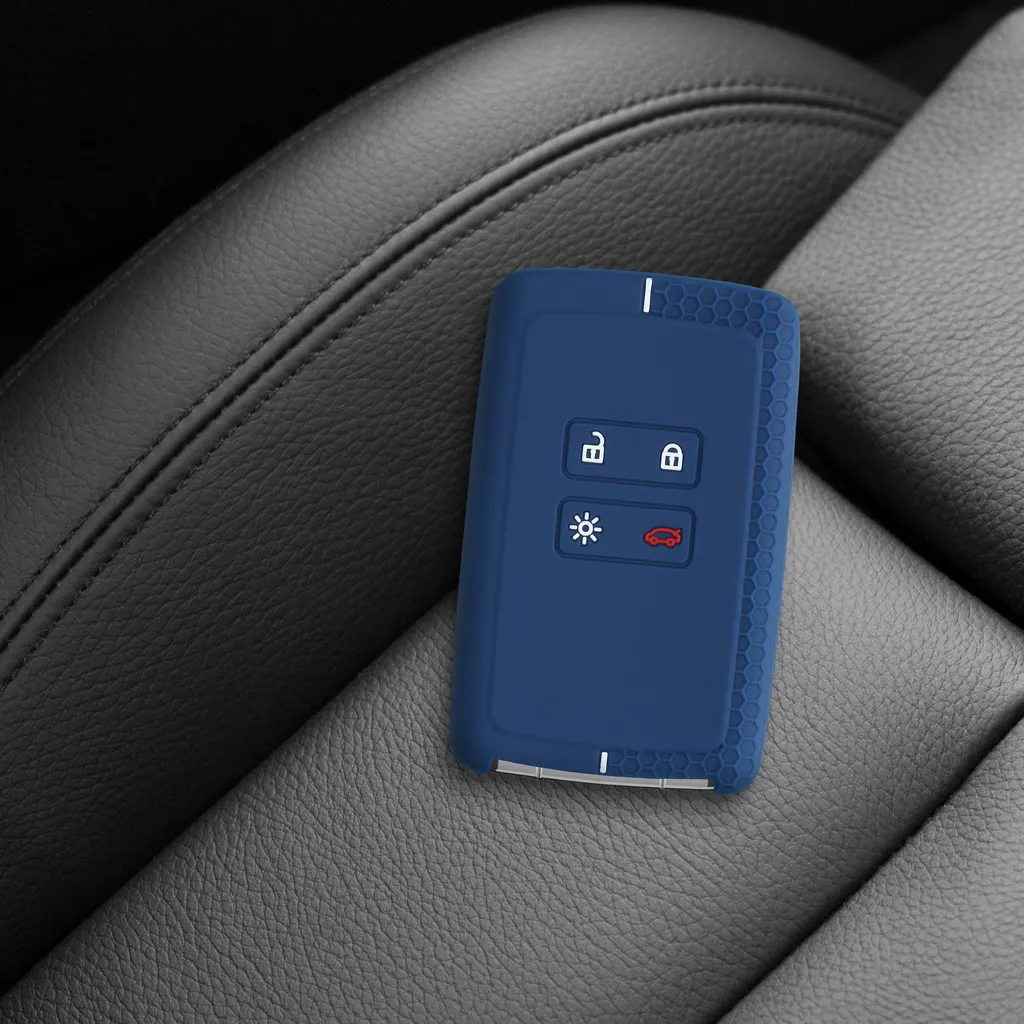 Kwmobile Autoschlüssel Silikon Hülle Kompatibel Mit Renault 4-Tasten Smartkey Autoschlüssel (nur Keyless Go) - Schlüsselhülle - In Dunkelblau Weiß 4 Kwmobile Autoschlüssel Silikon Hülle Kompatibel Mit Renault 4-Tasten Smartkey Autoschlüssel (nur Keyless Go) - Schlüsselhülle - In Dunkelblau Weiß – Bild 2