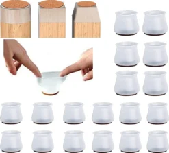 Silikon Stuhlbein Bodenschoner, 32 Stück Schutzkappen Mit Filzunterseite Für Hartholzböden, Fliesen, Vinyl Und Laminatboden Transparent