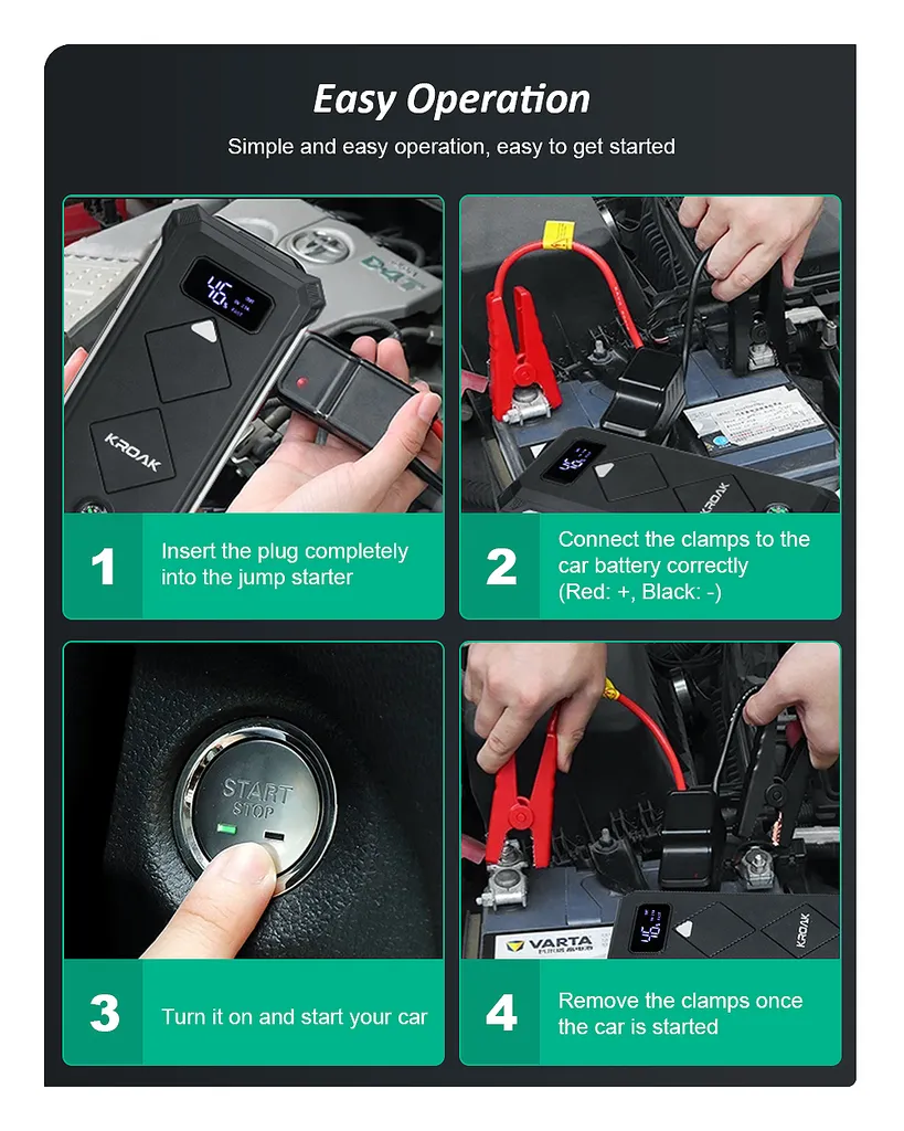 Starthilfe Powerbank 2400A 24000mAh 12V (Alle Benzin 8,0 Oder 6,0 L Diesel) LCD Auto Starthilfe Supersafe Tragbare Auto Batterie Upgrade Booster Und Intelligentes Starthilfekabel, Multifunktional 11 Starthilfe Powerbank 2400A 24000mAh 12V (Alle Benzin 8,0 Oder 6,0 L Diesel) LCD Auto Starthilfe Supersafe Tragbare Auto Batterie Upgrade Booster Und Intelligentes Starthilfekabel, Multifunktional – Bild 9