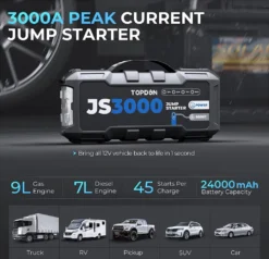 TOPDON 3000A Peak 24000mAh 12V Starthilfekabel, Starthilfe Powerbank Auto Starthilfe Auto KFZ Starthilfe Autobatterie-Starter Jump Starter Auoto Ladegerät Booster Powerbank Autobatteries -Duswagen Verkaufe adbbdf66f36e9e6452dfaba243e5581a