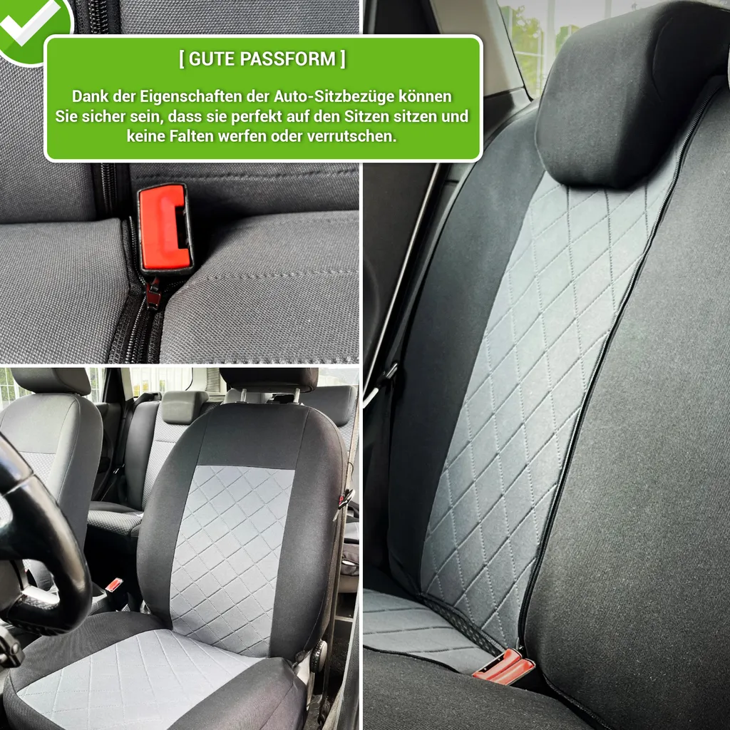 Autositzbezüge 2+3 - Universal Auto Sitzauflagen Set - Dreilagig Auto Sitzbezüge Mit Reißverschluss - Schwarz Schonbezüge Auto - Craft 4 Autositzbezüge 2+3 - Universal Auto Sitzauflagen Set - Dreilagig Auto Sitzbezüge Mit Reißverschluss - Schwarz Schonbezüge Auto - Craft – Bild 2