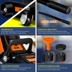 MASKO® Wagenheber Hydraulisch Flache Hubhöhe + 2x Gummiauflage + Handschuhe KFZ Rangierwagenheber Hydraulischer 360° Rollen Heber Unterstellbock, Größe:2.5 Tonnen - Orange -Duswagen Verkaufe b0ca077a414e64b2b3e2cea31591f467