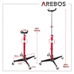 AREBOS Getriebeheber, 500 Kg Motorheber, Arbeitshöhe 105-185 Cm, 4 Lenkrollen, Inkl. Fußpedal, Stufenlos Regulierbar, Hydraulisch, Rot/schwarz -Duswagen Verkaufe b153c5ab8c74fb2f17a68799109add23