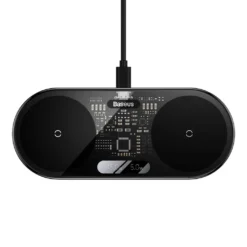 Baseus Digital LED Display Dual Wireless Charger Mit Digitalanzeige 20W Schwarz (WXSX010101)