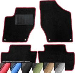 Moto-MOLTICO Fußmatten Auto Velours Autoteppiche Schwarz Automatten Set 4-teilig Passend Für Mitsubishi ASX Ab 2010 (Rote - Ziernähte)