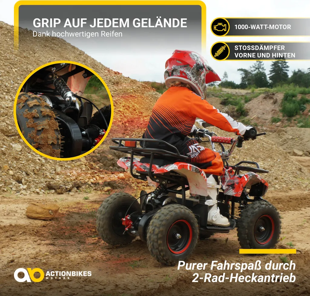 Elektro Quad Miniquad Kinder Atv Torino 1000Watt Pocketquad Racer Kid Pocketbike (Schwarz) 11 Elektro Quad Miniquad Kinder Atv Torino 1000Watt Pocketquad Racer Kid Pocketbike (Schwarz) – Bild 9