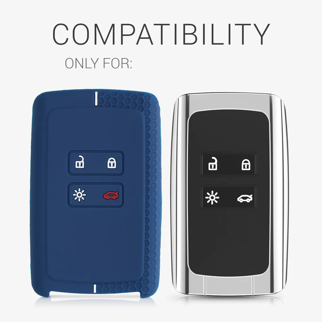Kwmobile Autoschlüssel Silikon Hülle Kompatibel Mit Renault 4-Tasten Smartkey Autoschlüssel (nur Keyless Go) - Schlüsselhülle - In Dunkelblau Weiß 6 Kwmobile Autoschlüssel Silikon Hülle Kompatibel Mit Renault 4-Tasten Smartkey Autoschlüssel (nur Keyless Go) - Schlüsselhülle - In Dunkelblau Weiß – Bild 4