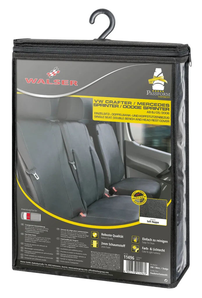 WALSER Passform Auto-Sitzbezug, Transporter-Schonbezug Kunstleder Kompatibel Mit VW Crafter, Mercedes Sprinter, Einzelsitz & Doppelbank Klappbar 9 WALSER Passform Auto-Sitzbezug, Transporter-Schonbezug Kunstleder Kompatibel Mit VW Crafter, Mercedes Sprinter, Einzelsitz & Doppelbank Klappbar – Bild 7