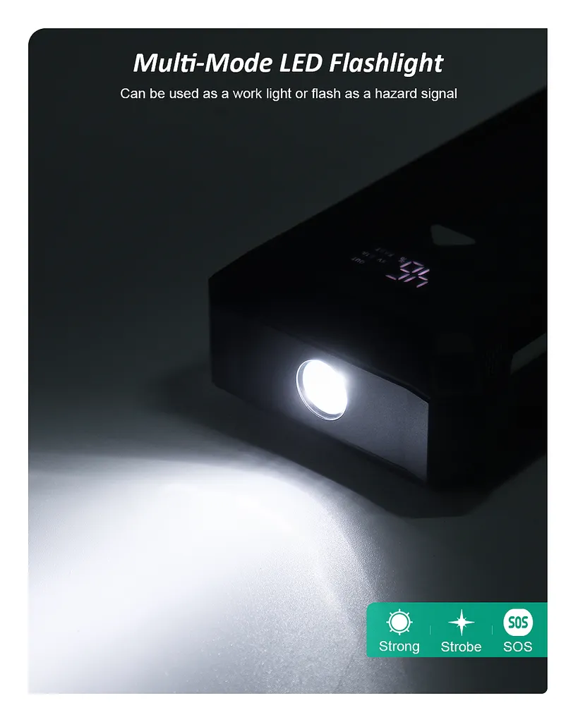 Starthilfe Powerbank 2400A 24000mAh 12V (Alle Benzin 8,0 Oder 6,0 L Diesel) LCD Auto Starthilfe Supersafe Tragbare Auto Batterie Upgrade Booster Und Intelligentes Starthilfekabel, Multifunktional 10 Starthilfe Powerbank 2400A 24000mAh 12V (Alle Benzin 8,0 Oder 6,0 L Diesel) LCD Auto Starthilfe Supersafe Tragbare Auto Batterie Upgrade Booster Und Intelligentes Starthilfekabel, Multifunktional – Bild 8