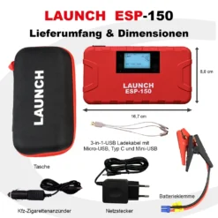 LAUNCH ESP-150 Starthilfegerät Auto Starter 500A 15.000mAh Starthilfe Powerbank -Duswagen Verkaufe d9f7c3c9d18d1d62d11159f924676ab6