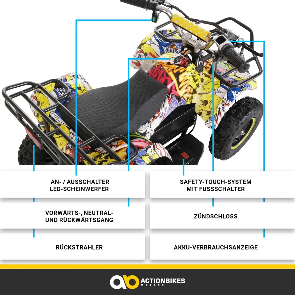 Elektro Quad Miniquad Kinder Atv Torino 1000Watt Pocketquad Racer Kid Pocketbike (Schwarz) 12 Elektro Quad Miniquad Kinder Atv Torino 1000Watt Pocketquad Racer Kid Pocketbike (Schwarz) – Bild 10