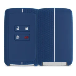 Kwmobile Autoschlüssel Silikon Hülle Kompatibel Mit Renault 4-Tasten Smartkey Autoschlüssel (nur Keyless Go) - Schlüsselhülle - In Dunkelblau Weiß