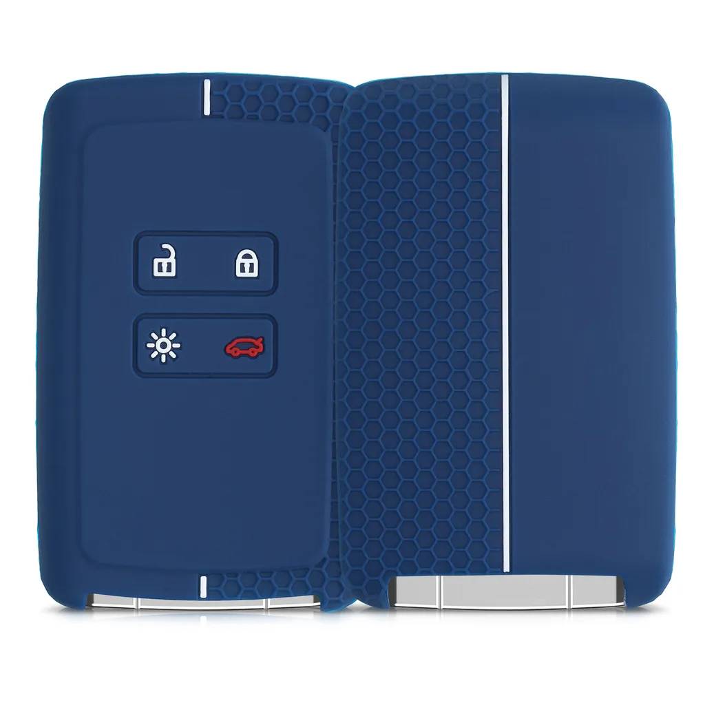 Kwmobile Autoschlüssel Silikon Hülle Kompatibel Mit Renault 4-Tasten Smartkey Autoschlüssel (nur Keyless Go) - Schlüsselhülle - In Dunkelblau Weiß 3 Kwmobile Autoschlüssel Silikon Hülle Kompatibel Mit Renault 4-Tasten Smartkey Autoschlüssel (nur Keyless Go) - Schlüsselhülle - In Dunkelblau Weiß