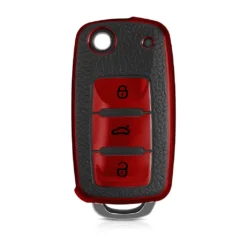 Kwmobile Autoschlüssel Hülle Kompatibel Mit VW Skoda Seat 3-Tasten Autoschlüssel - Schlüsselhülle Cover Rot Schwarz -Duswagen Verkaufe ff6d8f913398ce9f097787004567a086